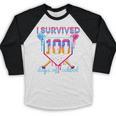 I Survived 100 Days Of School Baseball Boys Students Baseball Raglan Shirt I Survived 100 Days Of School Baseball Boys Students Baseball Raglan Shirt