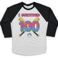 I Survived 100 Days Of School Baseball Cream Drip Boys Baseball Raglan Shirt I Survived 100 Days Of School Baseball Cream Drip Boys Baseball Raglan Shirt
