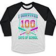 I Survived 100 Days Of School Baseball Drip Baseball Raglan Shirt