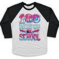 Survived 100 Days Of School Baseball Ice Cream Drip Boy Kids Baseball Raglan Shirt