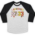 I Survived 6733 Days Of 4th Grade Baseball Football 100 Day Baseball Raglan Shirt
