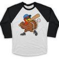 Turkey Baseball Thanksgiving Sports Humor Men Boy Kids Baseball Raglan Shirt