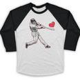 Valentines Baseball Batter Heart Player Silhouette Premium Tri-Blend Baseball Raglan Shirt