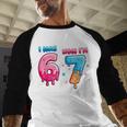 I Was 6 Now I'm 7 Birthday Baseball Drip For Boys Kid Baseball Raglan Shirt
