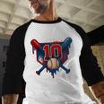 Baseball 10 Year Old Splash Drip 10th Birthday Boy Number 10 Baseball Raglan Shirt