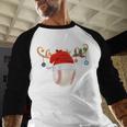 Baseball Christmas Reindeer Santa Hat Sports Player Xmas Baseball Raglan Shirt