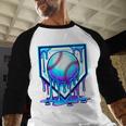 Baseball Drip Ice Cream Blue Glow Melt Ball Graphic Baseball Raglan Shirt
