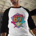 Baseball Drip Jersey Number 67 For Players & 67th Birthday Premium Tri-Blend Baseball Raglan Shirt Baseball Drip Jersey Number 67 For Players & 67th Birthday Premium Tri-Blend Baseball Raglan Shirt