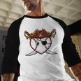 Baseball Heart Pirate Hat Crossed Swords Men Boys Kids Youth Premium Tri-Blend Baseball Raglan Shirt