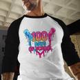 Baseball Ice Cream Drip 100 Days Of School Boys Girls 100th Baseball Raglan Shirt