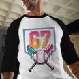 Baseball Ice Cream Drip Number 67 Player 67th Birthday Men Baseball Raglan Shirt Baseball Ice Cream Drip Number 67 Player 67th Birthday Men Baseball Raglan Shirt