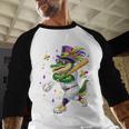 Baseball Player Mardi Gras Alligator Carnival Costume Beads Baseball Raglan Shirt Baseball Player Mardi Gras Alligator Carnival Costume Beads Baseball Raglan Shirt