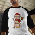 Baseball Snowman Merry Christmas Holiday Sports Xmas Pajamas Baseball Raglan Shirt