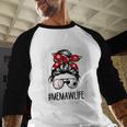 Bleached Memaw Life Soccer Messy Bun Baseball Game Day Baseball Raglan Shirt