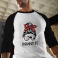 Bleached Nanny Life Soccer Messy Bun Baseball Game Day Baseball Raglan Shirt