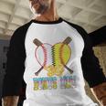 Bonus Mom Of Both Half Baseball Softball Ice Cream Drip Baseball Raglan Shirt