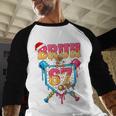 Christmas Gingerbread Bruh 67 Baseball Ice Cream Drip Kids Baseball Raglan Shirt