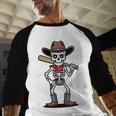 Cowboy Skeleton Baseball Halloween Graphic Baseball Raglan Shirt