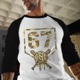 Dripping Camo 67 Baseball Ice Cream Drip 6-7 Six Seven Boy Baseball Raglan Shirt
