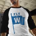 Fly The W Chicago Baseball Winning Flag Distressed Premium Tri-Blend Baseball Raglan Shirt Fly The W Chicago Baseball Winning Flag Distressed Premium Tri-Blend Baseball Raglan Shirt