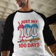 HUGvyn I Just Hit 100 Days Of School Baseball Ice Cream Boys Baseball Raglan Shirt