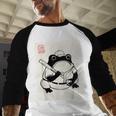 Japanese Grumpy Frog Baseball Player Baseball Baseball Raglan Shirt Japanese Grumpy Frog Baseball Player Baseball Baseball Raglan Shirt