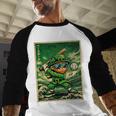 Leprechaun Playing Baseball Japanese Art St Patricks Day Baseball Raglan Shirt