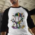 Mardi Gras Ice Cream Drip Baseball Carnival Party Mask Boys Baseball Raglan Shirt