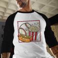 Smiling Baseball Popcorn And Hot-Dog Cartoon Apparel Baseball Raglan Shirt