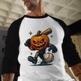 Spooky Halloween Scary Pumpkin Baseball Player Witchy Vibes Baseball Raglan Shirt