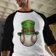 St Patricks Day Baseball Player Leprechaun Hat Men Boys Kids Baseball Raglan Shirt
