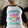 I Survived 100 Days Of School Baseball Drip Baseball Raglan Shirt