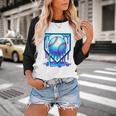 Baseball Drip Ice Cream Blue Glow Melt Ball Graphic Baseball Raglan Shirt