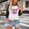 Baseball Ice Cream Drip 100 Days Of School Boys Girls 100th Baseball Raglan Shirt