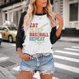 Eat Sleep Baseball Repeat Bat Ball Player Fan Baseball Raglan Shirt
