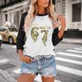 Retro I Was 6 Now I'm 7 Camo 67 Ice Cream Drip Baseball Baseball Raglan Shirt