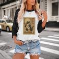 Vintage Japanese Ukiyo-e Baseball Cat Batting Baseball Raglan Shirt