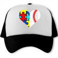 Autism Baseball Heart Autism Puzzle Baseball Mom Trucker Cap