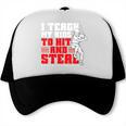 Baseball Dad Teach Kids Hit And Steal Softball Game Trucker Cap Baseball Dad Teach Kids Hit And Steal Softball Game Trucker Cap