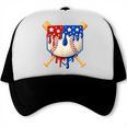 Baseball Drip American Flag Home Plate 4th Of July Patriotic Trucker Cap Baseball Drip American Flag Home Plate 4th Of July Patriotic Trucker Cap