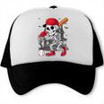 Baseball Skeleton Halloween Playing Trucker Cap Baseball Skeleton Halloween Playing Trucker Cap