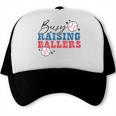 Busy Raising Ballers Retro Groovy Baseball Mom Outfit Trucker Cap