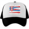 I Can't My Son Has Baseball Dad American Flag 4th Of July Trucker Cap