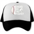 Chicks Dig The Pitcher Baseball Trucker Cap