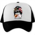 Football Mom Baseball Mom Of Both Messy Bun Mother's Day Trucker Cap Football Mom Baseball Mom Of Both Messy Bun Mother's Day Trucker Cap