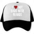 I Love Hot Baseball Dads With Beards Red Hearts Trucker Cap I Love Hot Baseball Dads With Beards Red Hearts Trucker Cap