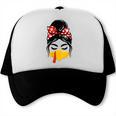 Messy Bun Baseball Mom Turkey Face Matching Thanksgiving Trucker Cap
