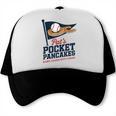 Pat's Pocket Pancakes Flag Baseball On Pancake Trucker Cap Pat's Pocket Pancakes Flag Baseball On Pancake Trucker Cap