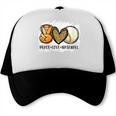 Peace Love Baseball Mom Leopard Print Mother's Day Trucker Cap Peace Love Baseball Mom Leopard Print Mother's Day Trucker Cap