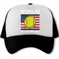 Softball Dad Like a Baseball Dad Father's Day USA Flag Trucker Cap Softball Dad Like a Baseball Dad Father's Day USA Flag Trucker Cap